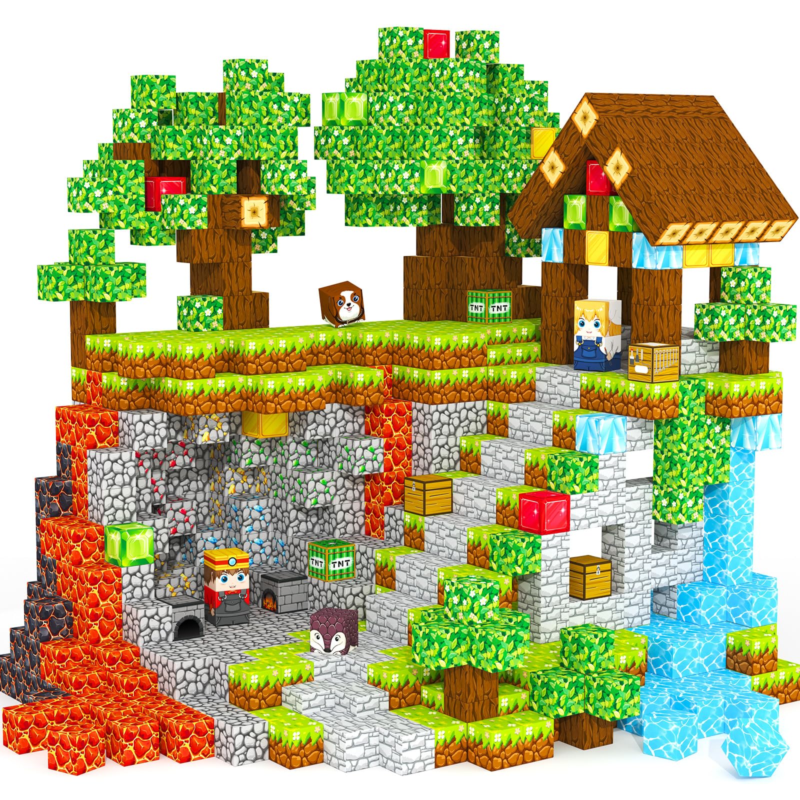 ORZbb magnetic blocks forest theme blocks promote imaginative play and fine motor skills.