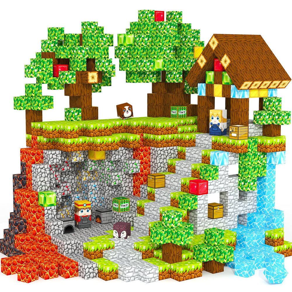 ORZbb magnetic blocks forest theme blocks promote imaginative play and fine motor skills.