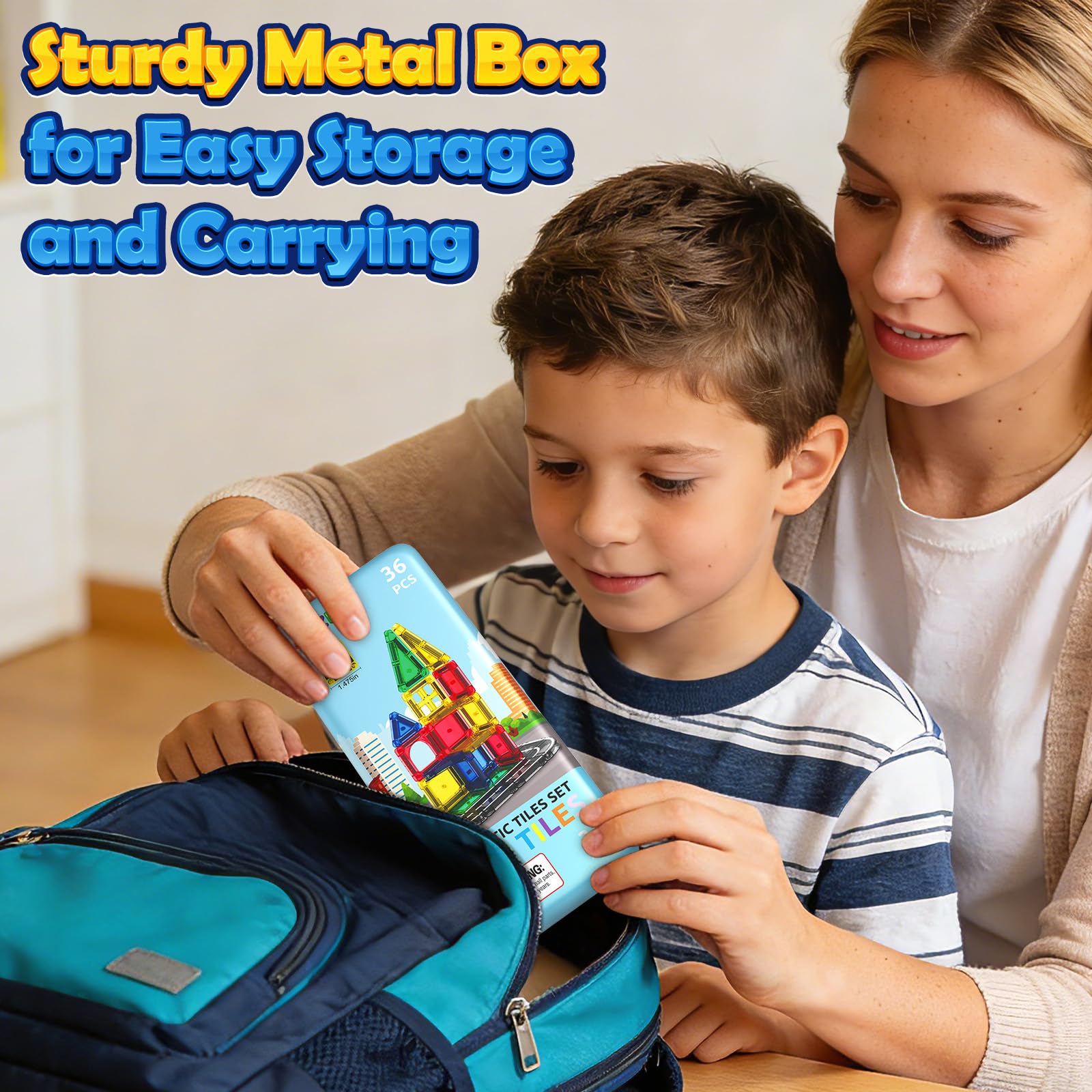 ORZbb mini magnetic tiles non-toxic ABS material, smooth edges for safe play