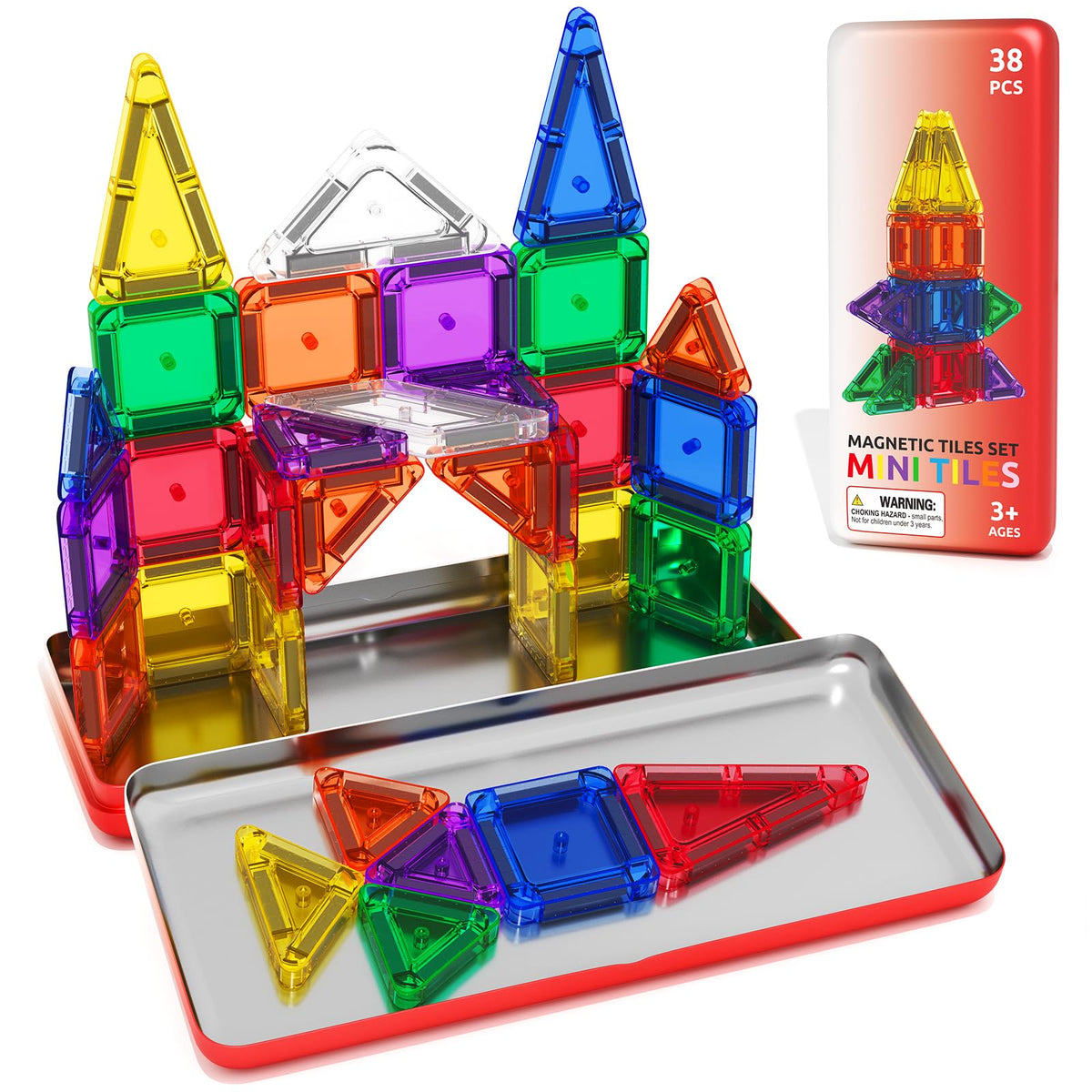 ORZbb Travel Mini Magnetic Tiles Case—compact travel set for on-the-go creativity.