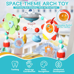 Orzbow rocket rattle teether provides chewing relief and auditory cue for play