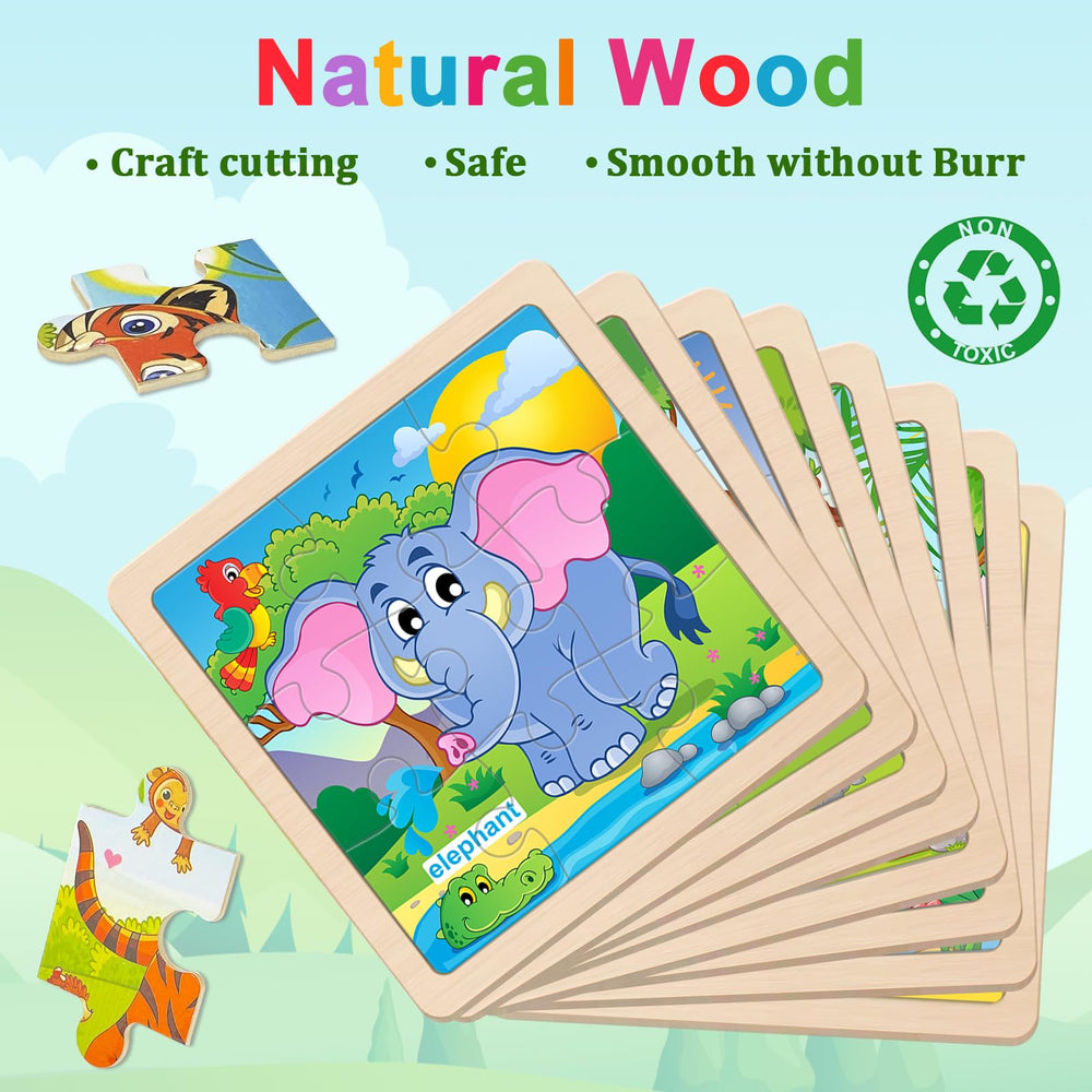 OSBOO wooden puzzle elephant for toddlers encourages hand-eye coordination during pretend safari