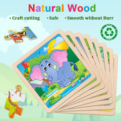 OSBOO wooden puzzle elephant for toddlers encourages hand-eye coordination during pretend safari
