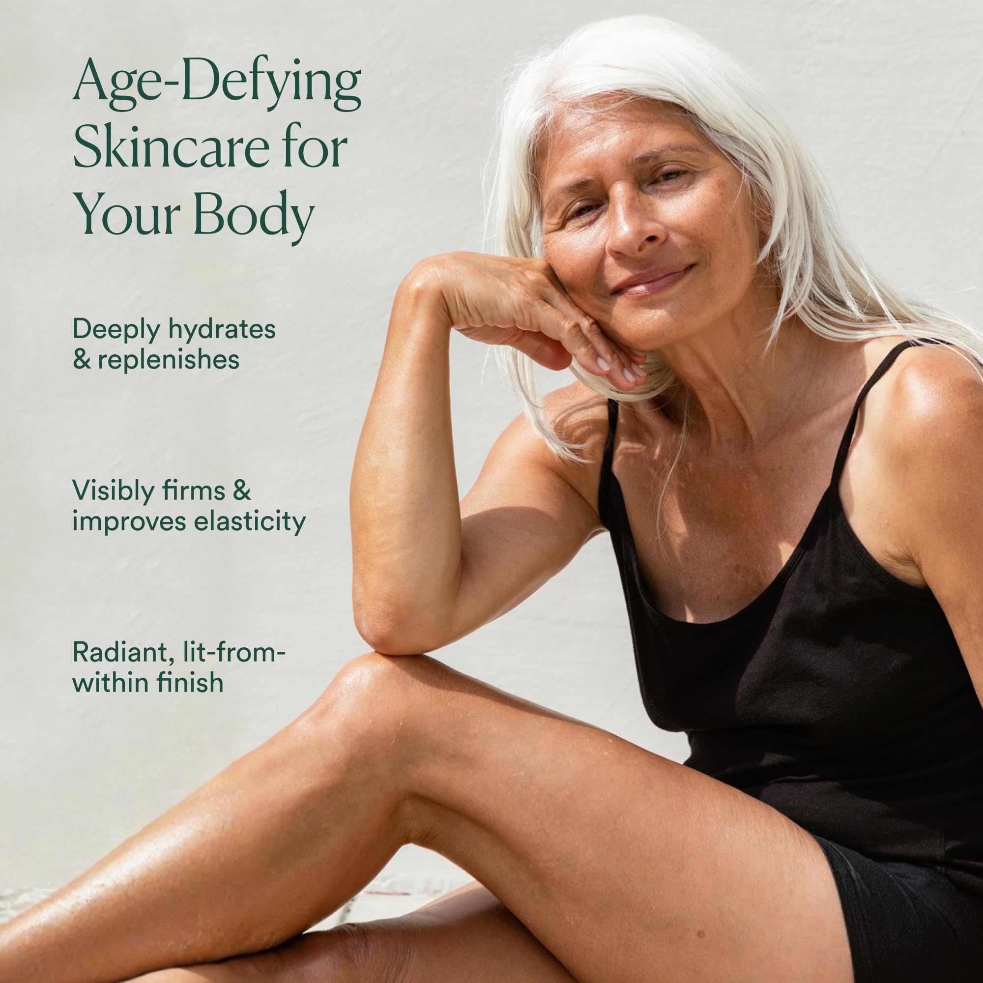 OSEA Anti-Aging Body Balm pump demonstrates easy, mess-free application.
