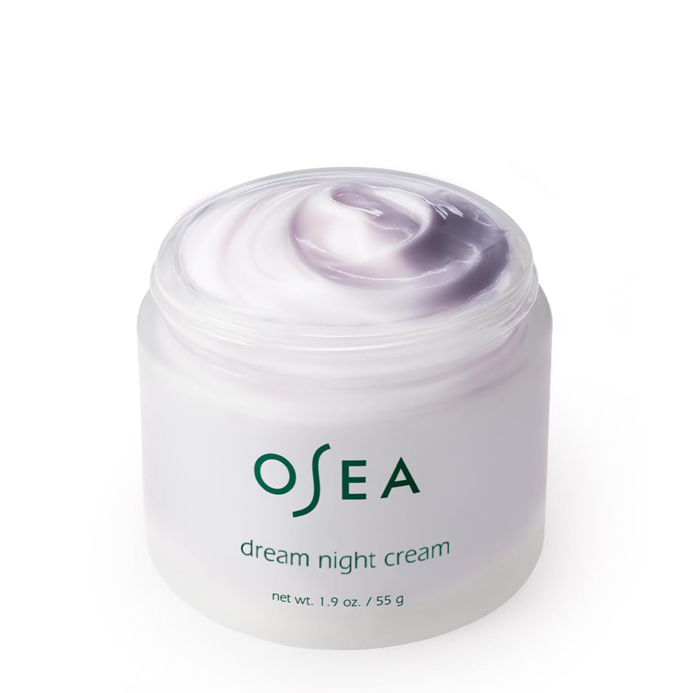 Packaging design reflects ocean-inspired luxury for OSEA Dream Night Cream.