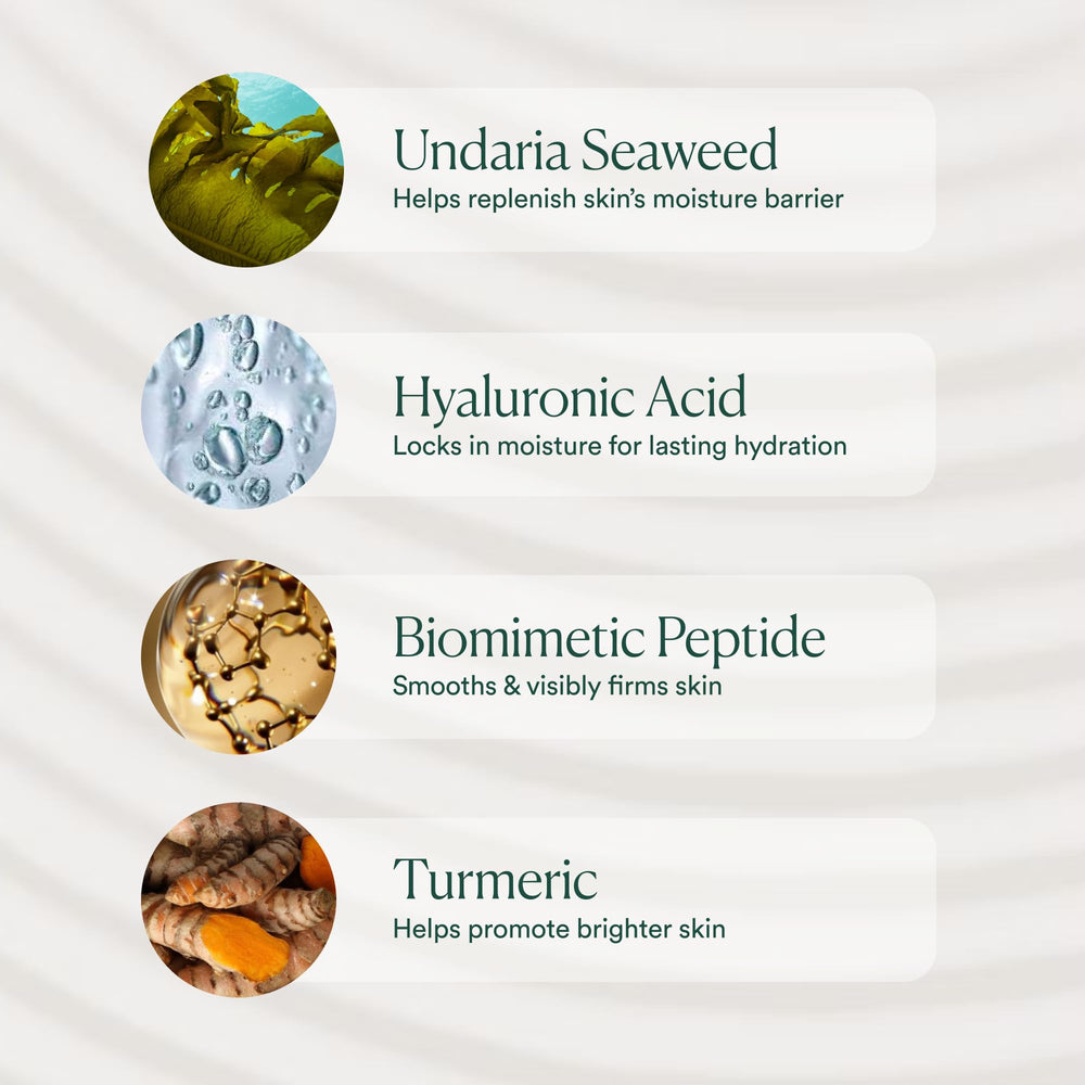 Hydration-focused image suggesting firmer-looking skin with OSEA lotion.