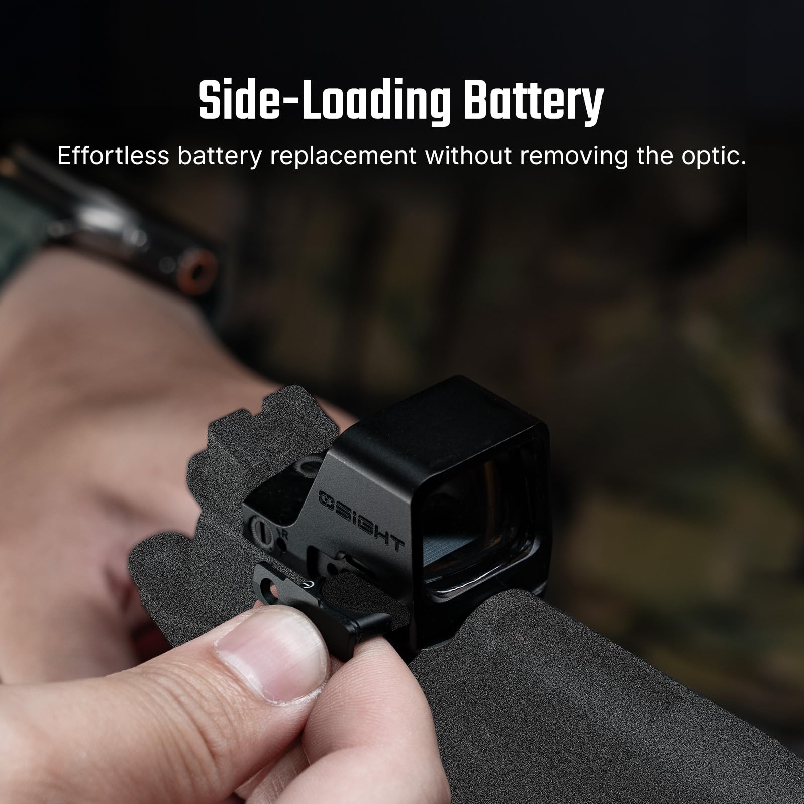 Osight C switchable reticles enable adaptable aiming in varied conditions.