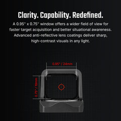 Osight C Micro Red Dot showing 3MOA dot and 32MOA circle reticles