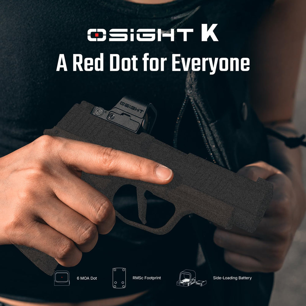 Osight K Micro red dot with side-loading battery for quick replacement