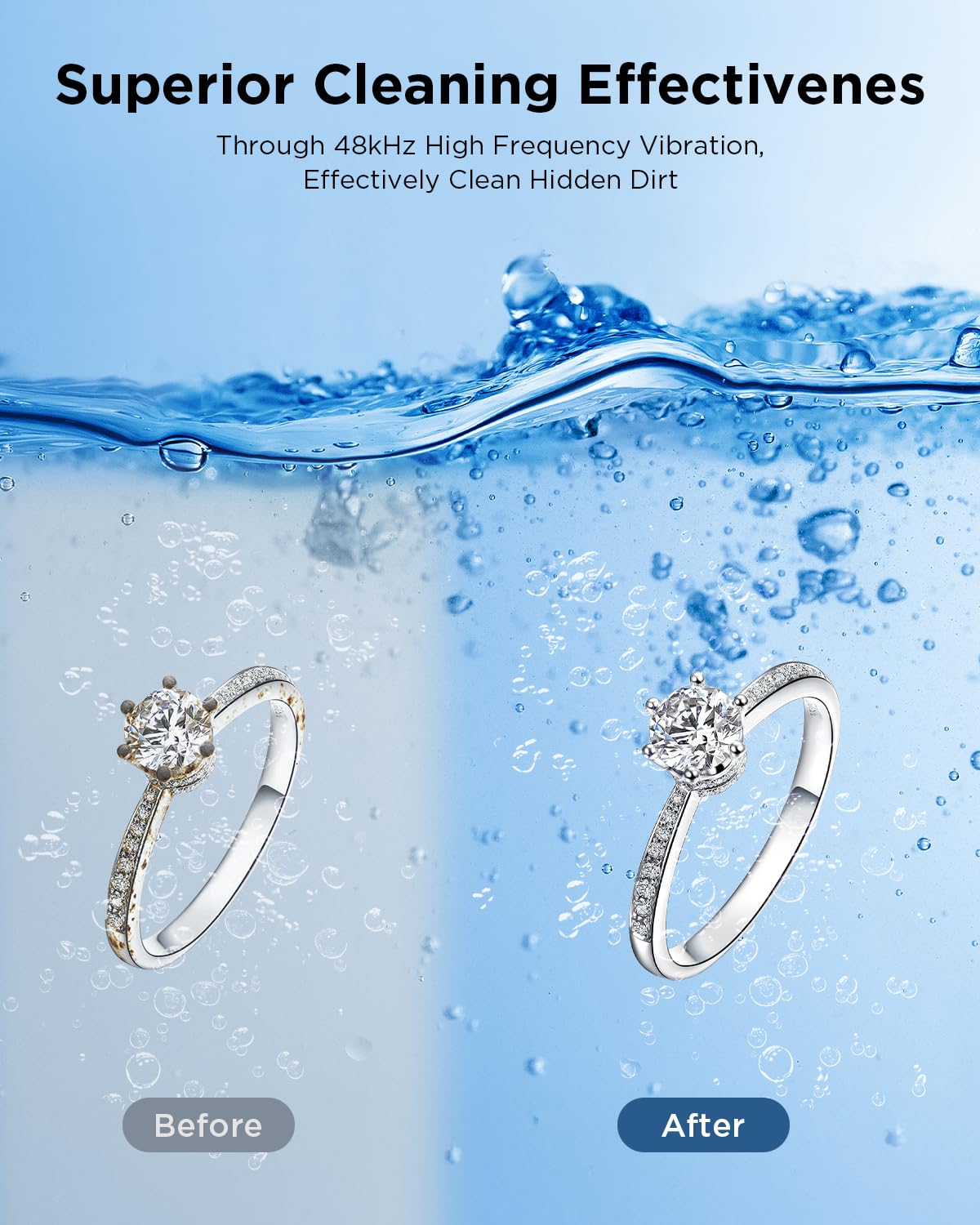 OSLTWI Ultrasonic Cleaner 48kHz technology lifts grime safely from small crevices