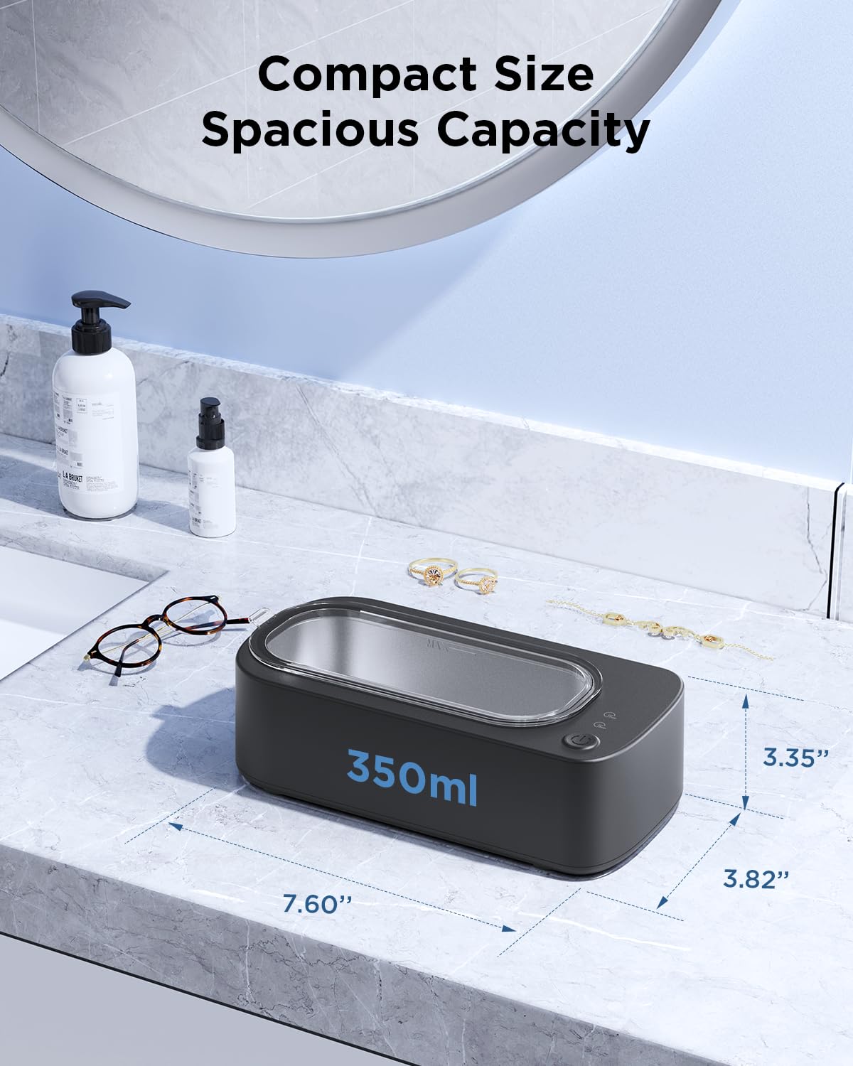 OSLTWI Ultrasonic Cleaner compact clean pod design fits on small counters