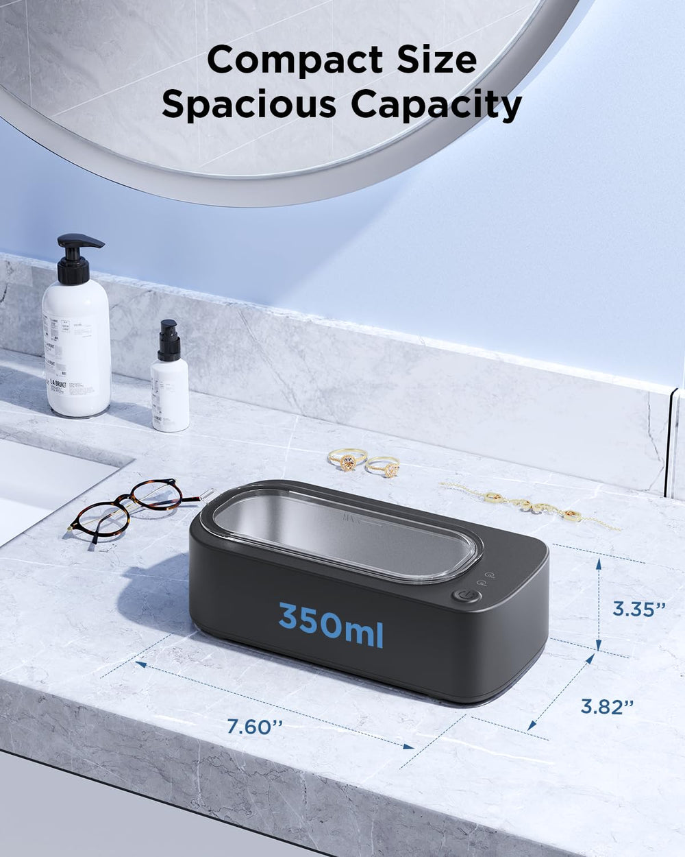 OSLTWI Ultrasonic Cleaner compact clean pod design fits on small counters