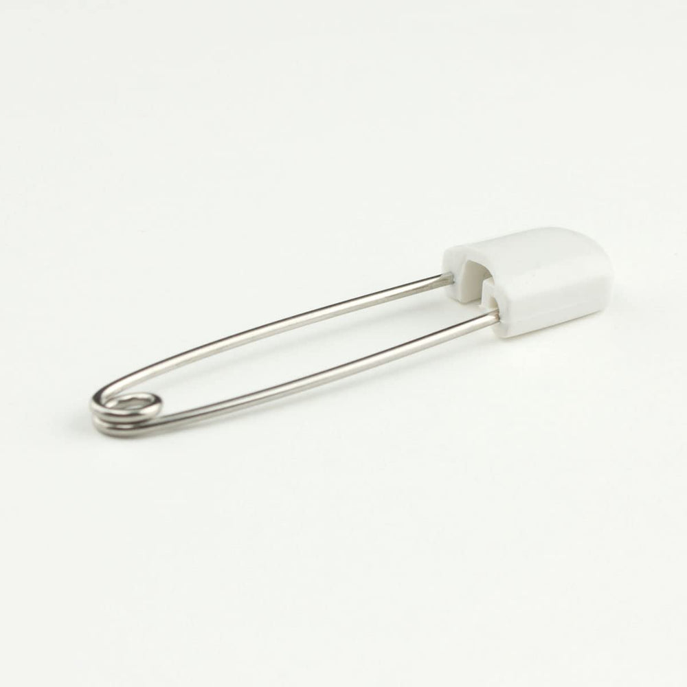 OsoCozy blue diaper pins with locking closures for secure cloth diapering.
