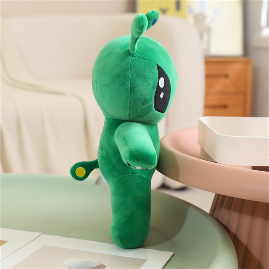 OSOCU green alien plush serves as a decorative pillow for beds and couches.