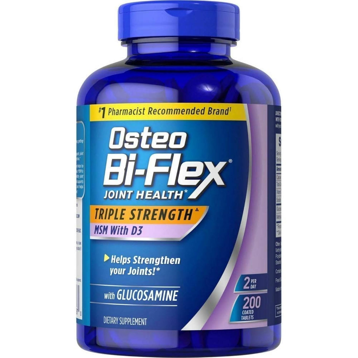 Osteo Bi-Flex Triple Strength glucosamine 1500 mg tablets for joint support.