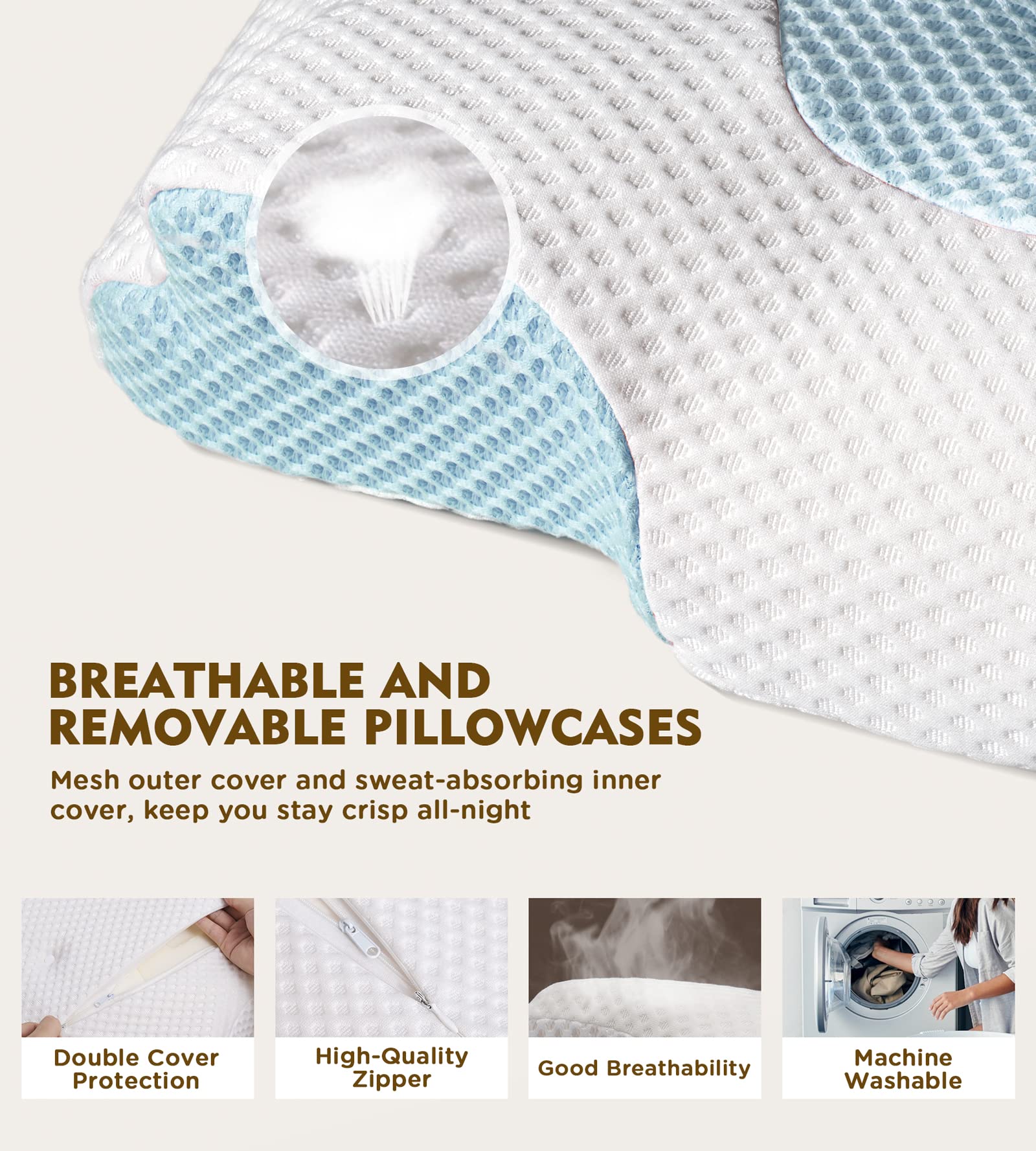 Osteo adjustable-height insert lets you customize neck support night by night.