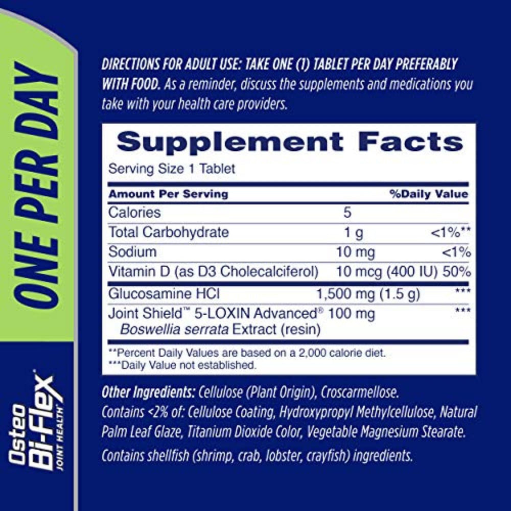 Osteo Bi-Flex 130-count tablets on shelf indicating long-term bone health and immune support