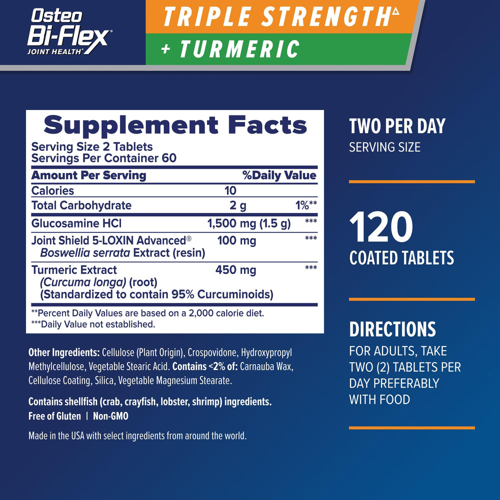 Osteo Bi-Flex glucosamine caplets bottle supports cartilage health for joints.