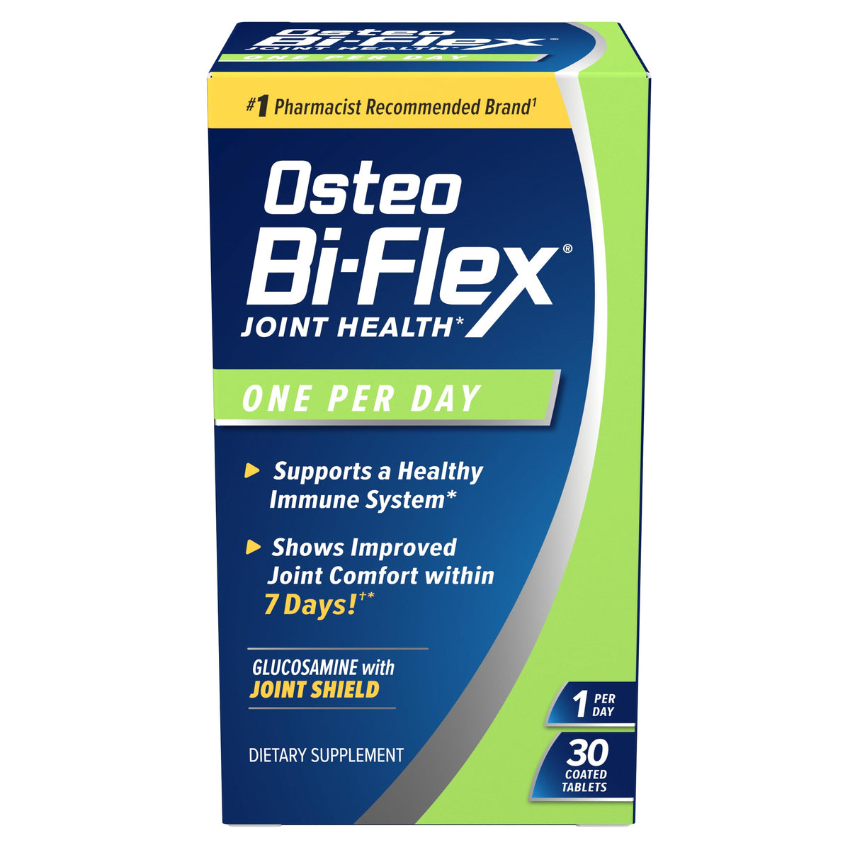 Osteo Bi-Flex One Per Day bottle front showing daily joint support tablets.