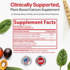 OsteoShield capsules closeup showing smooth plant-based calcium with D3 and K2