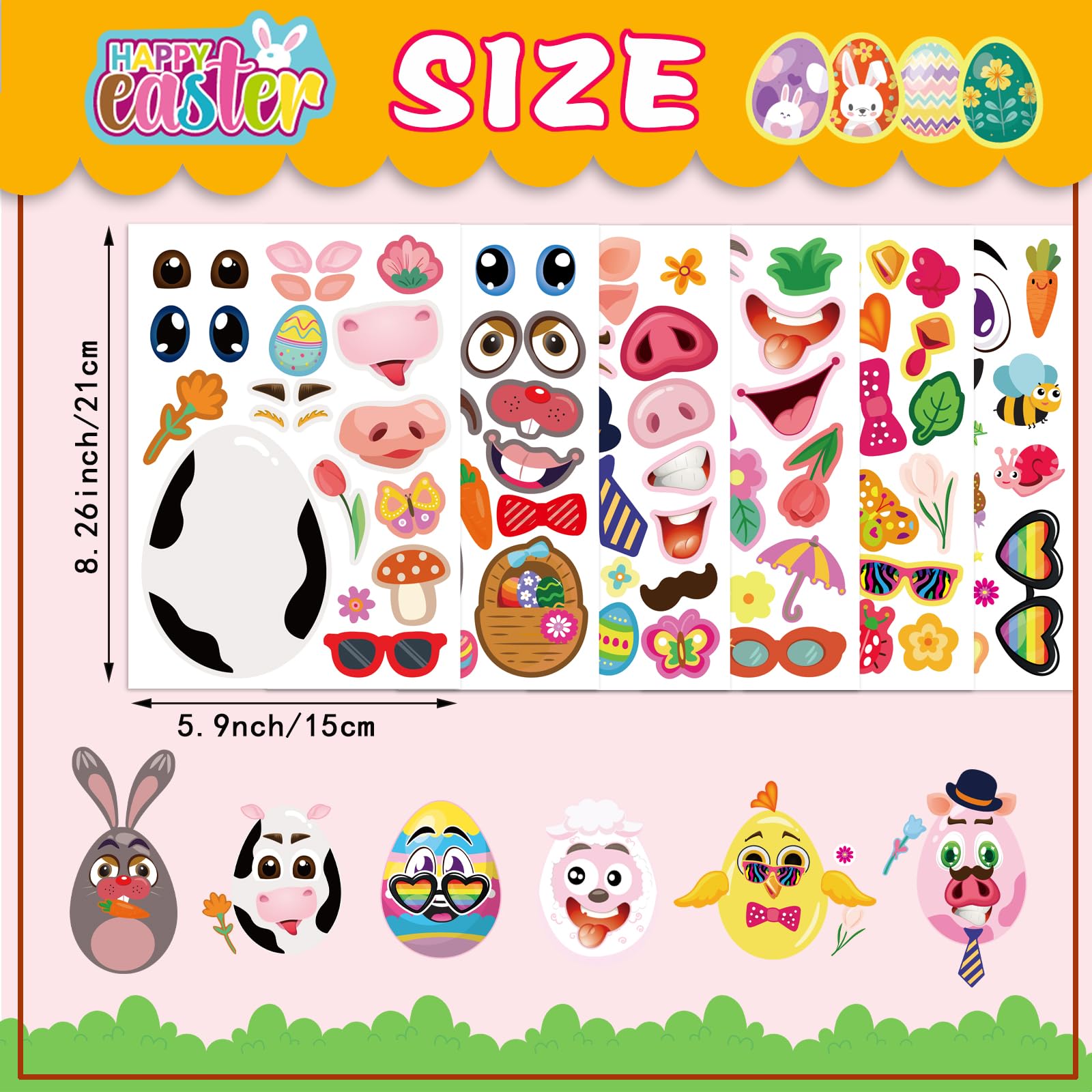 OTAITY Easter egg stickers for decorating cards, windows, and gift bags