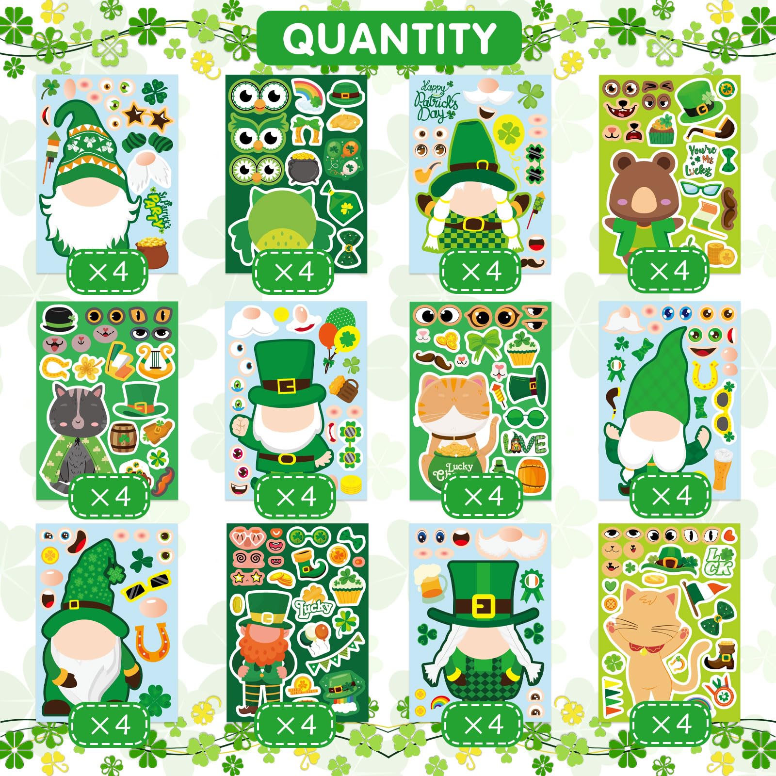 OTAITY Shamrock designs in bright colors for laptops and scrapbooks.