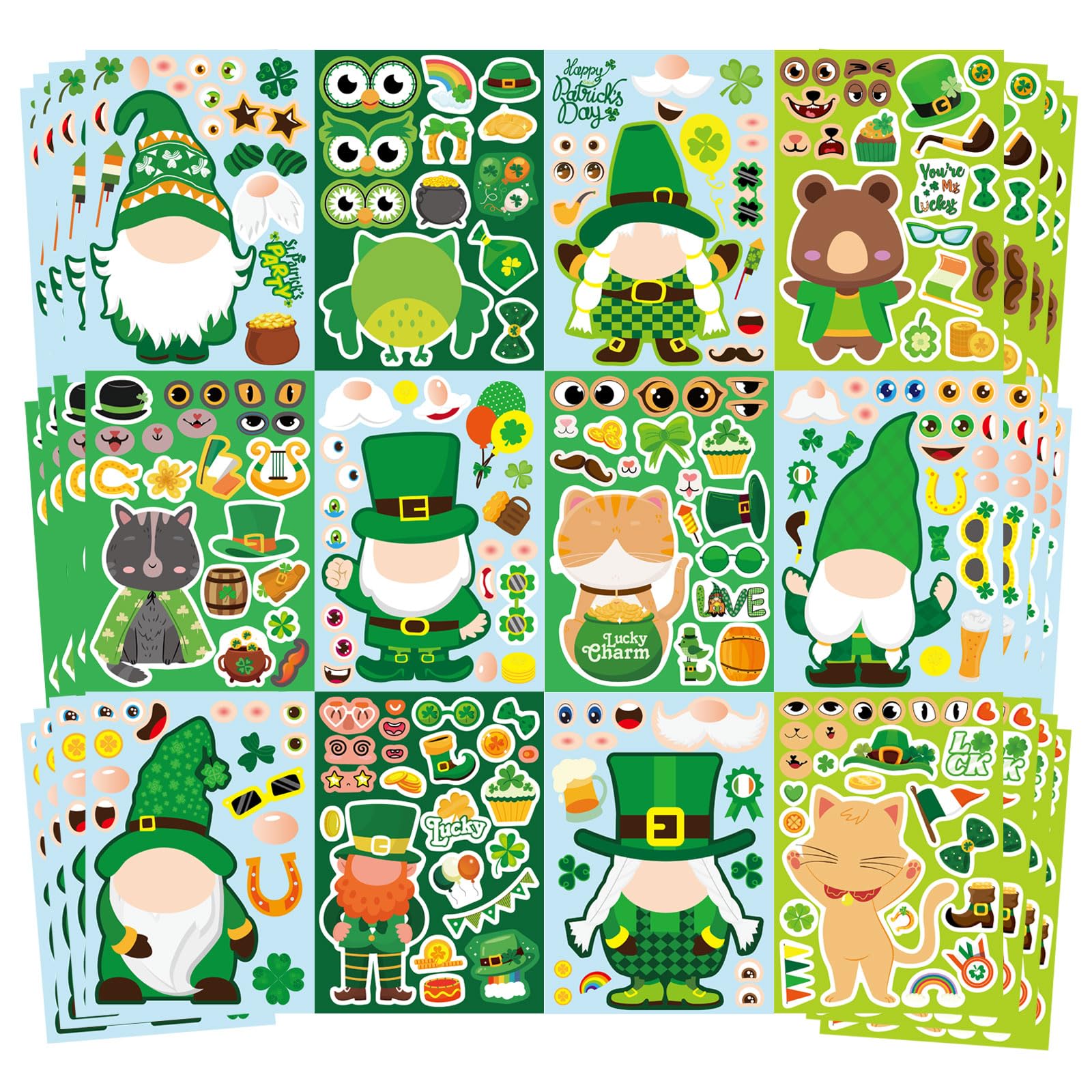 OTAITY St. Patrick's stickers collection with shamrocks and gnomes for journaling.