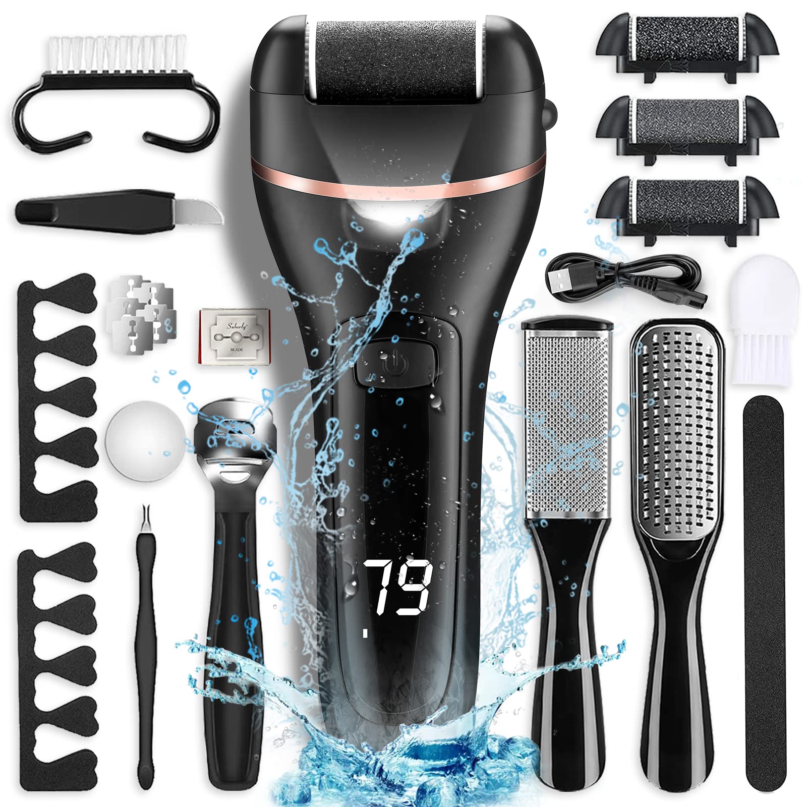OTAZWA electric foot callus remover with roller heads for smoother feet at home