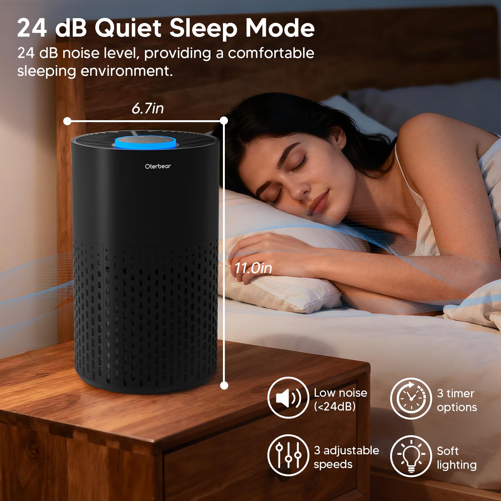 Oterbear three fan speeds control for customizable filtration.