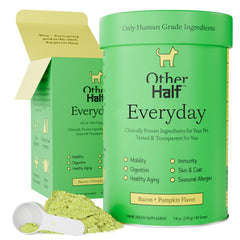 Other Half Everyday dog multivitamin powder with scoop for easy daily feeding and general wellness.