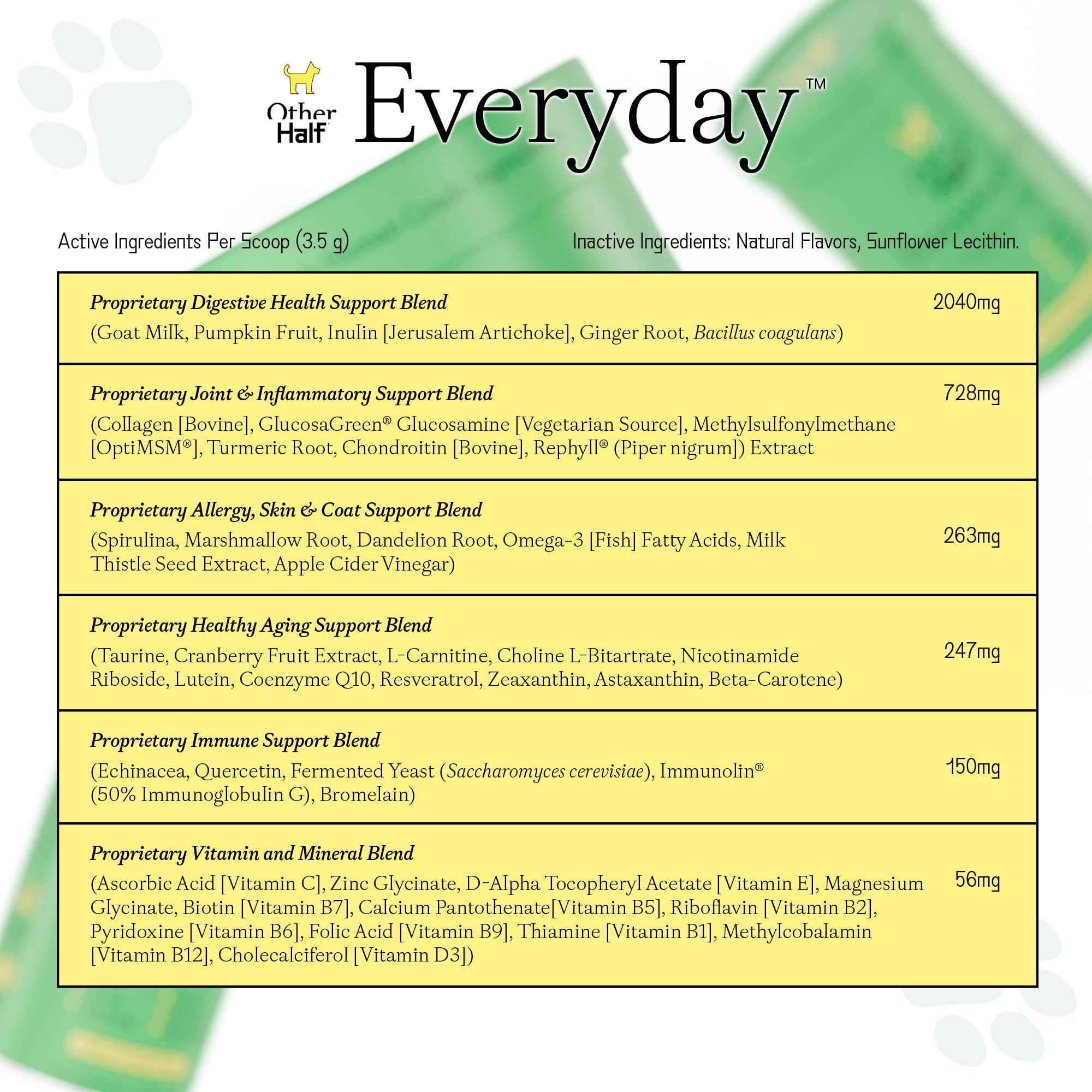 Other Half Everyday gut and immune support with prebiotic and probiotic for digestion.