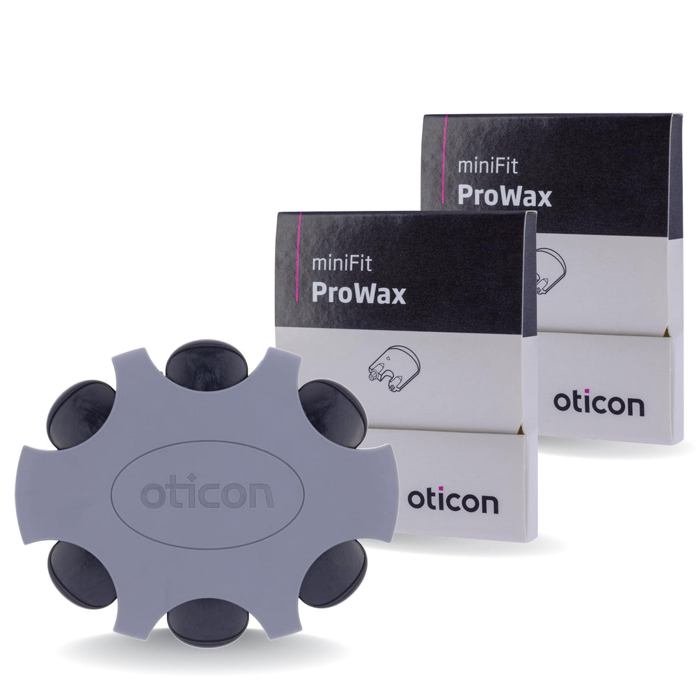 Oticon Minifit ProWax 12-pack box with OEM replacements for reliable maintenance