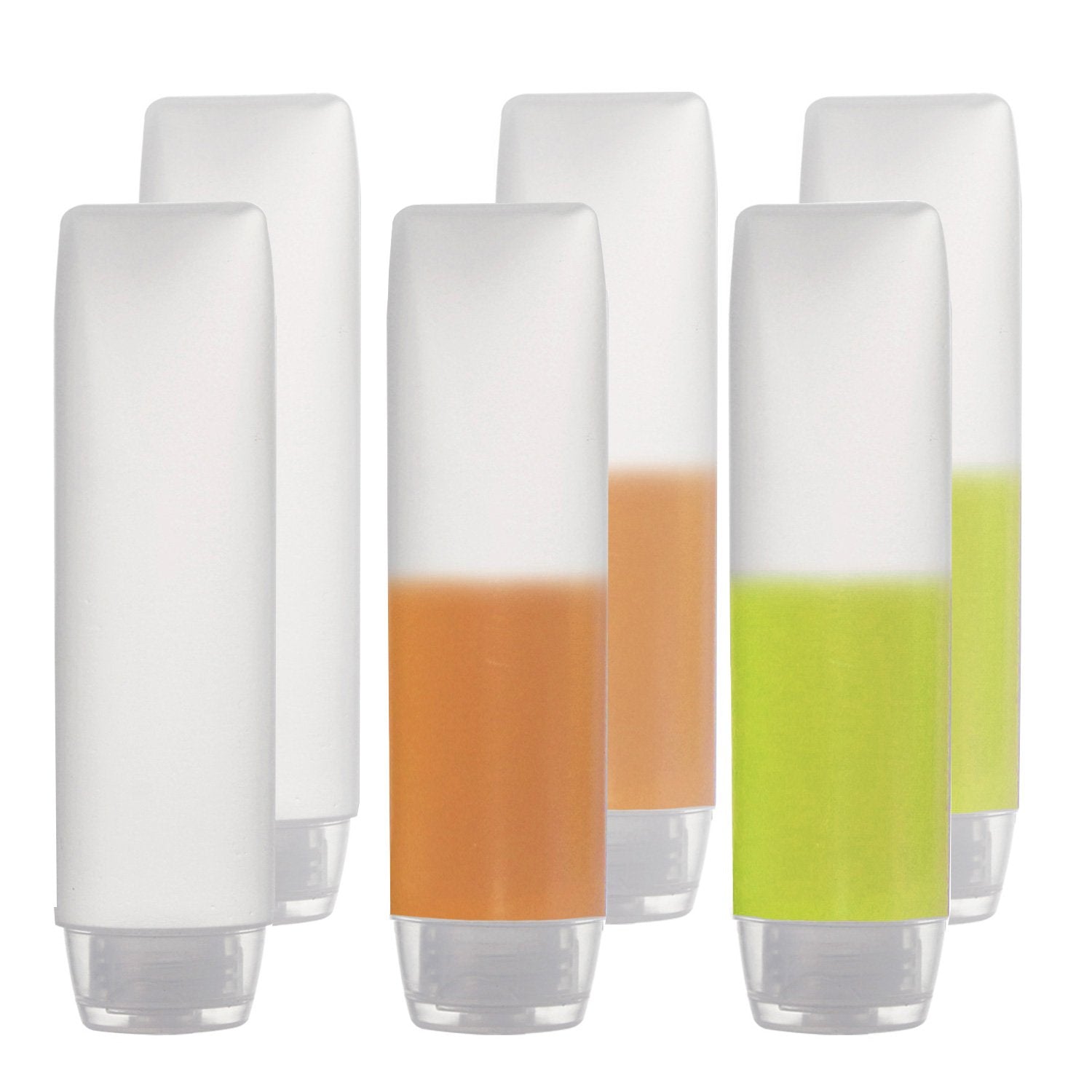OTO 6-pack travel bottles front view for organized carry-on packing.