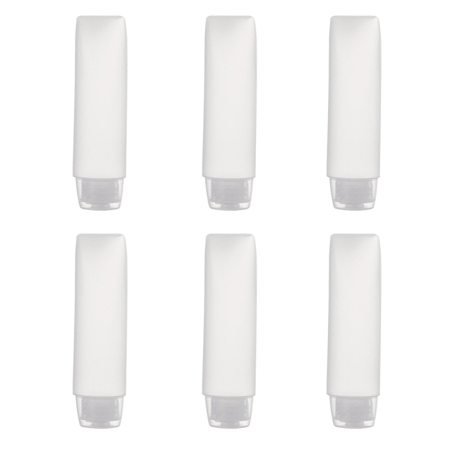 OTO transparent bottles arranged for travel kit and easy packing.