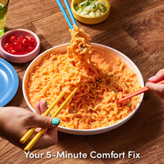 Close-up of OTOKI Cheesy Ramen cheese captures rich cheddar melt and heat.