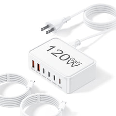 Otovoda USB-C charger block front view, six-port hub for multi-device charging