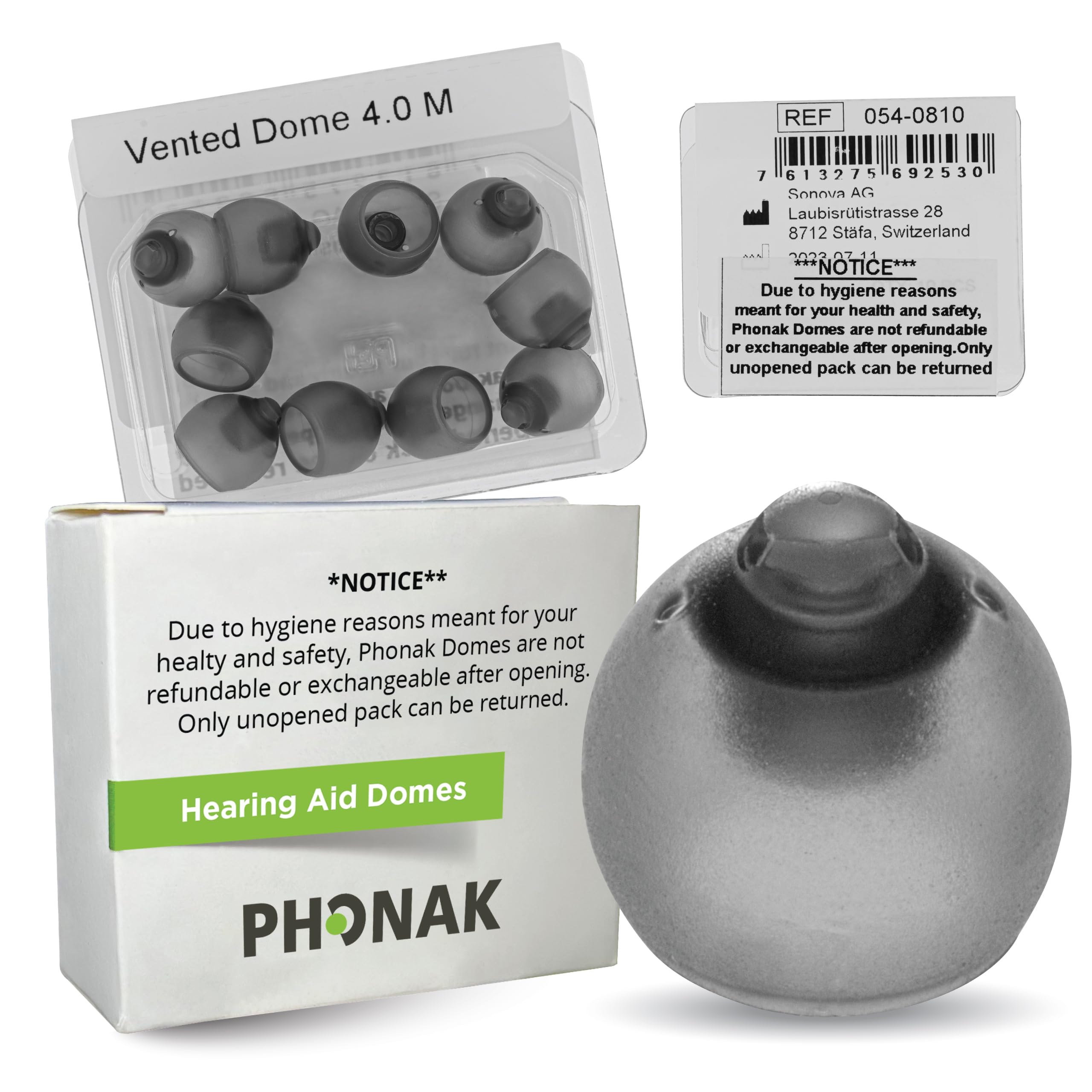 Otto Tech Phonak vented dome 9mm, 10-pack, fits Audeo Marvel.
