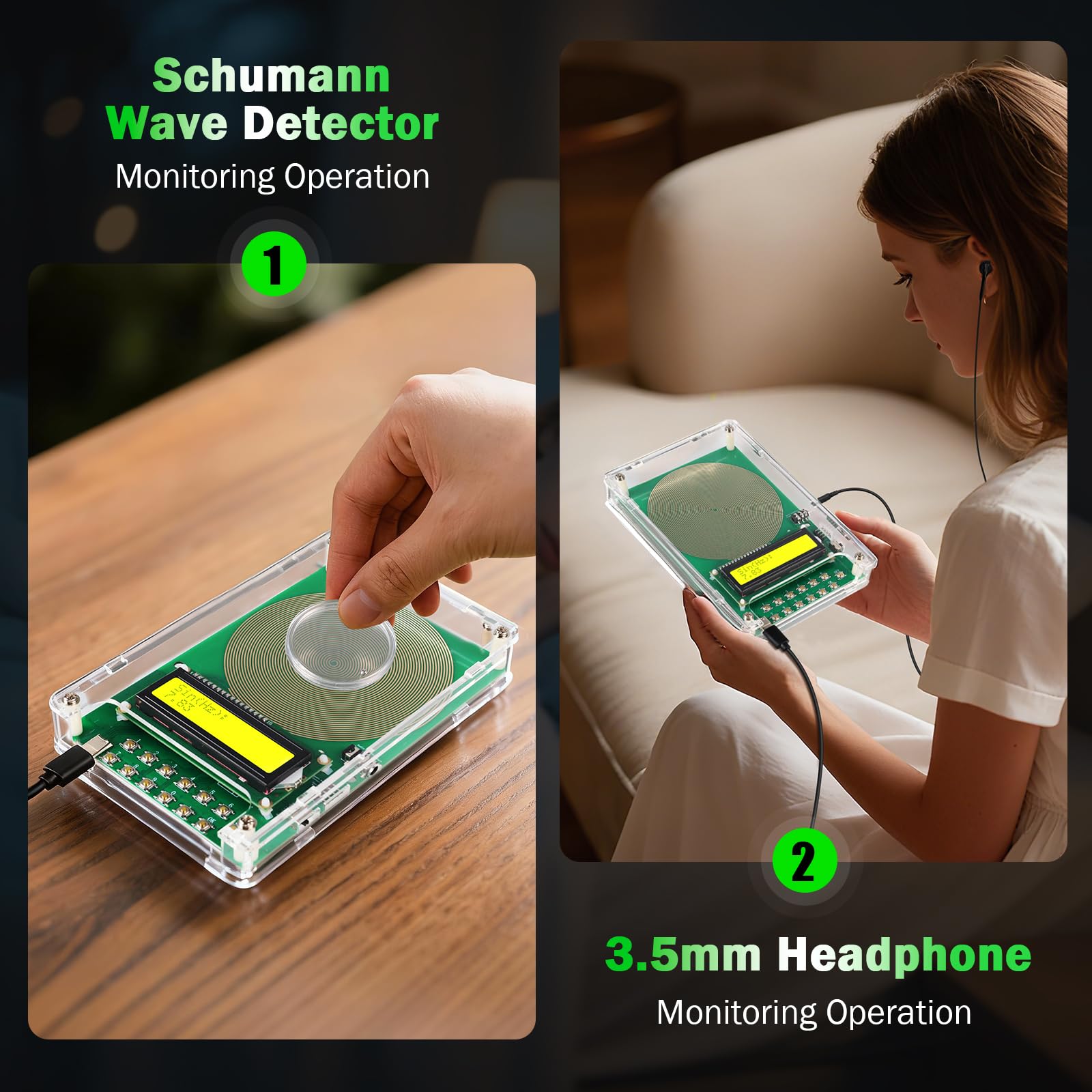 OTXUGK device with wired headphones for audible wave confirmation