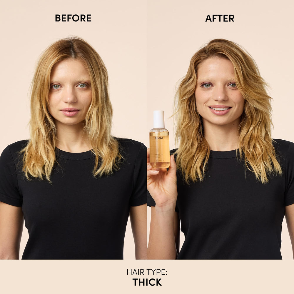 OUAI bundle packaging with Leave-In Conditioner and Wave Spray.