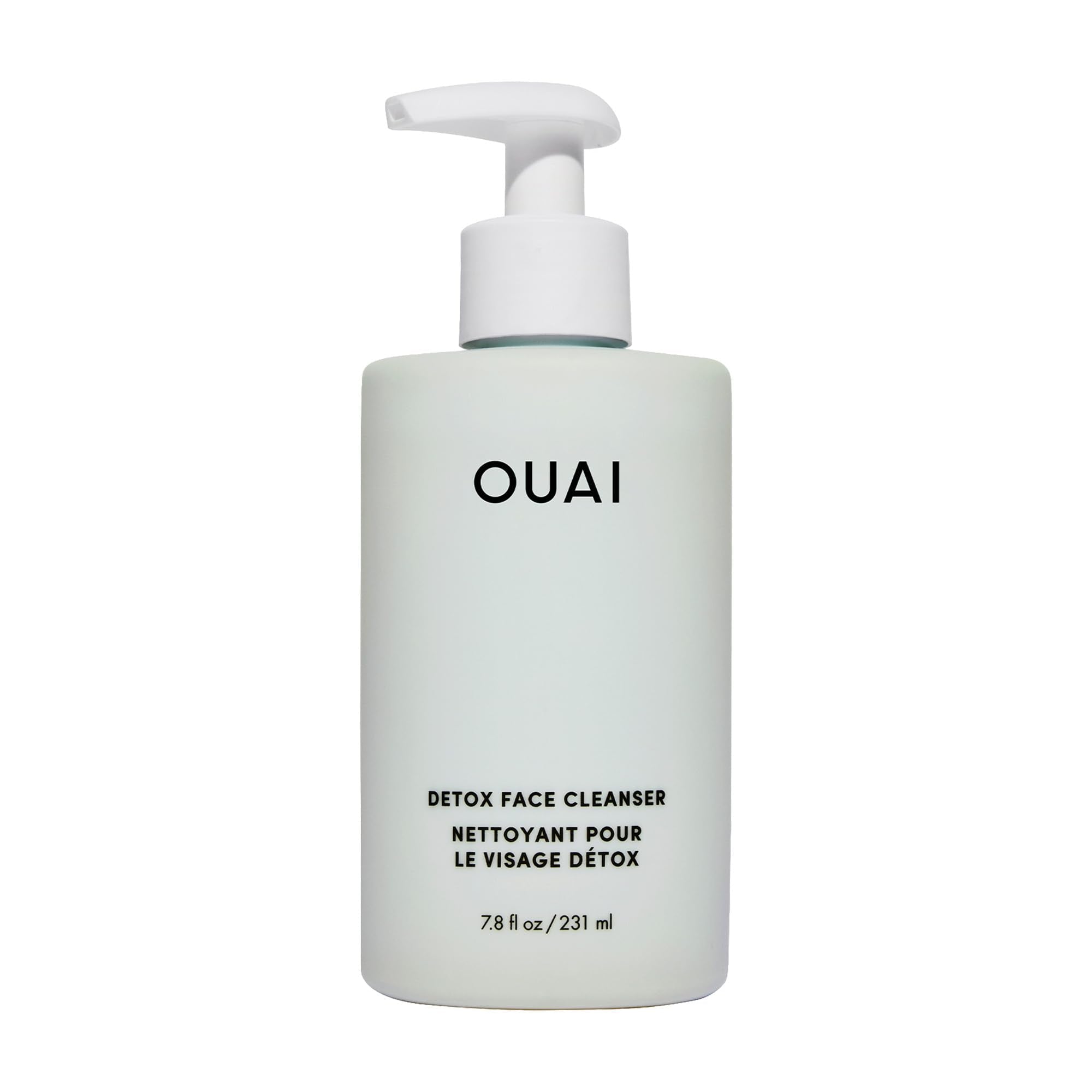 OUAI Detox Facial Cleanser bottle cap close-up shows a refreshing cleanse.