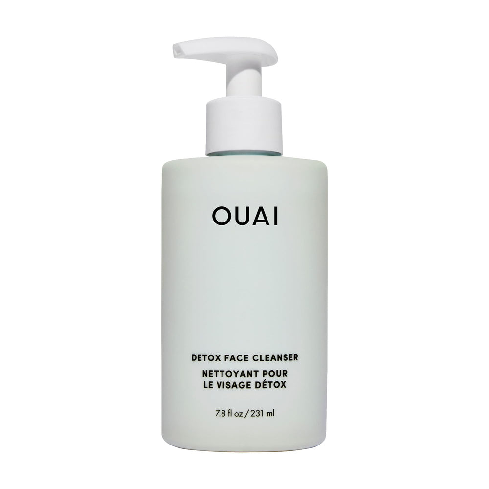 OUAI Detox Facial Cleanser bottle cap close-up shows a refreshing cleanse.