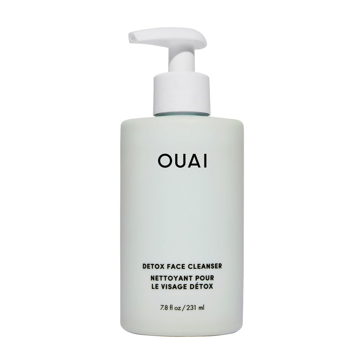 OUAI Detox Facial Cleanser bottle cap close-up shows a refreshing cleanse.