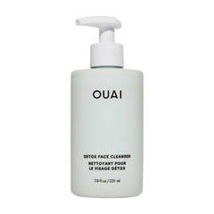 OUAI Detox Facial Cleanser bottle cap close-up shows a refreshing cleanse.