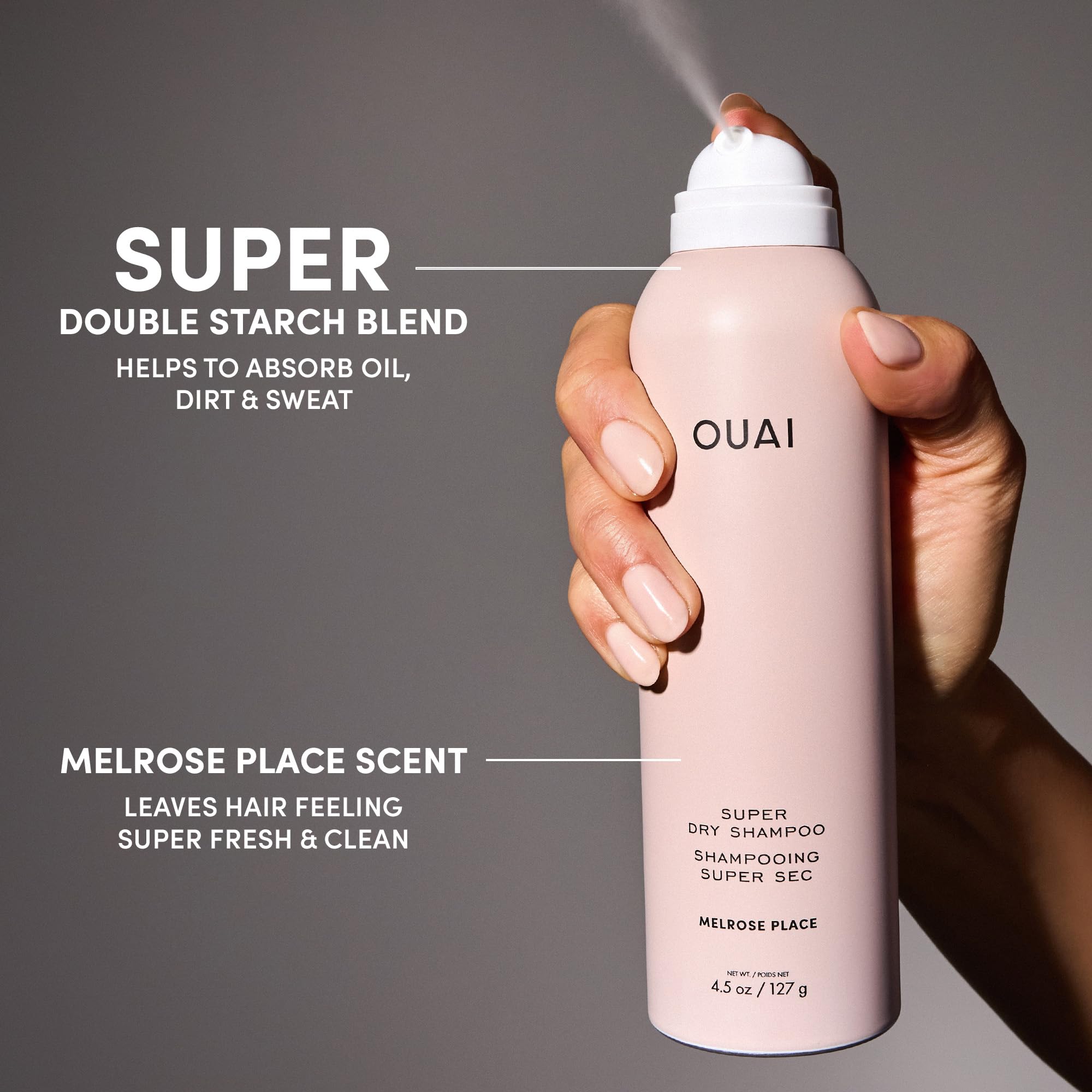 Oil absorption effect of OUAI dry shampoo on hair