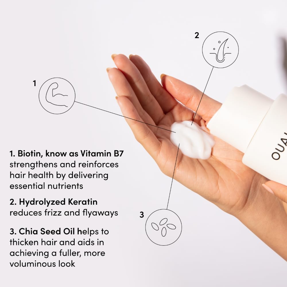 OUAI Fine Shampoo label detail—premium, color-safe formula suited for daily use.
