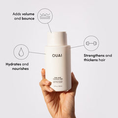OUAI keratin biotin chia seed ingredients—highlighting strengthening formula benefits.