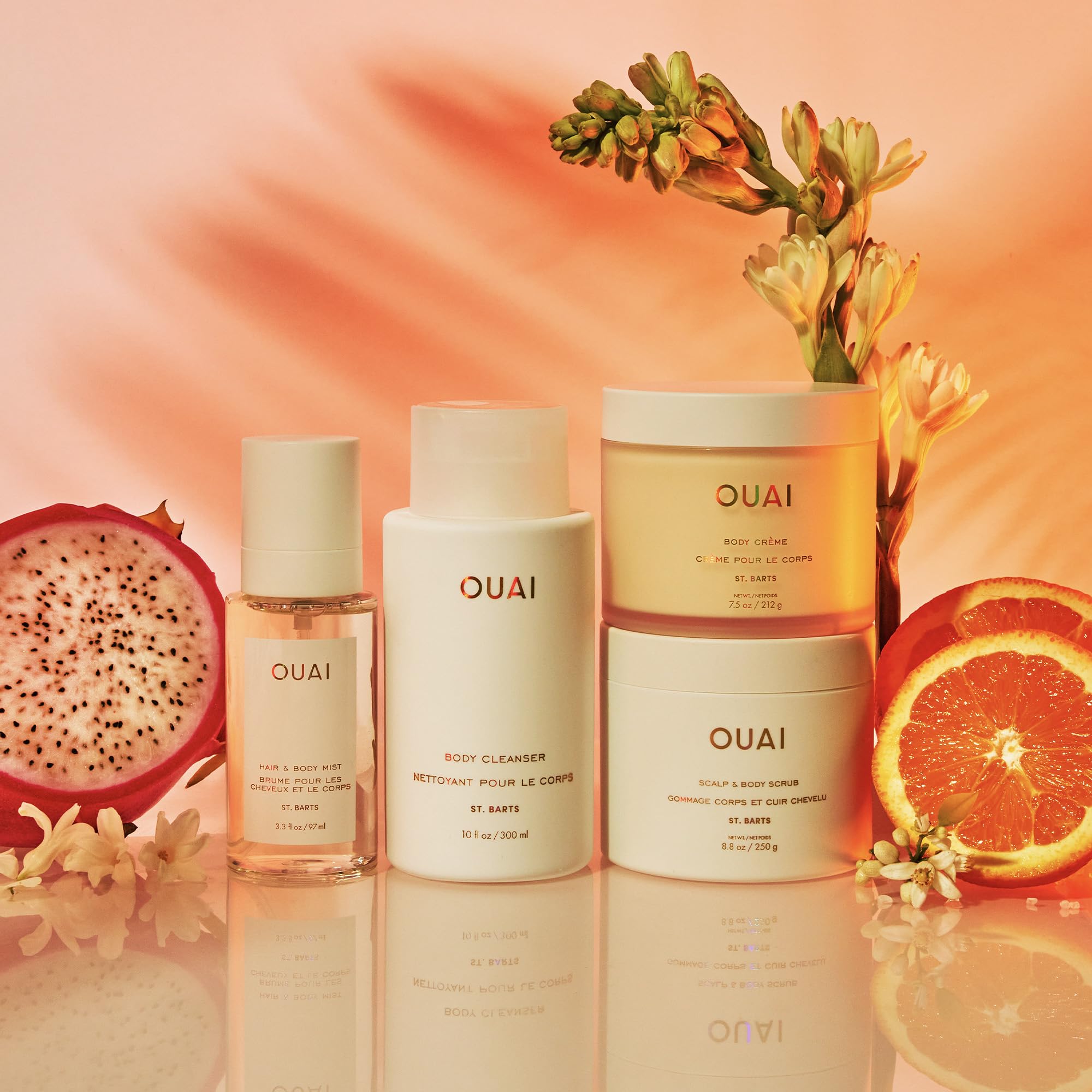 OUAI St. Barts gift set unboxed, ready for vacation vibes.
