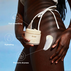 OUAI St. Barts whipped body cream showing rich hydration.