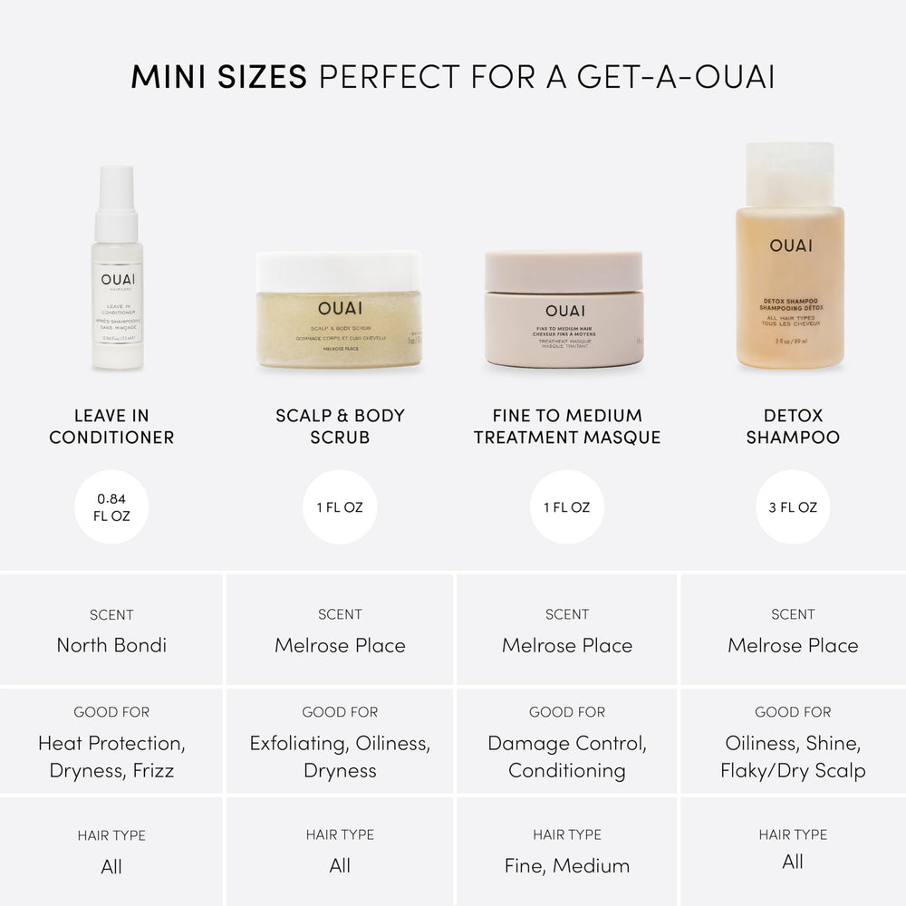 OUAI detox shampoo bottle: clarifies buildup and impurities for refreshed hair.