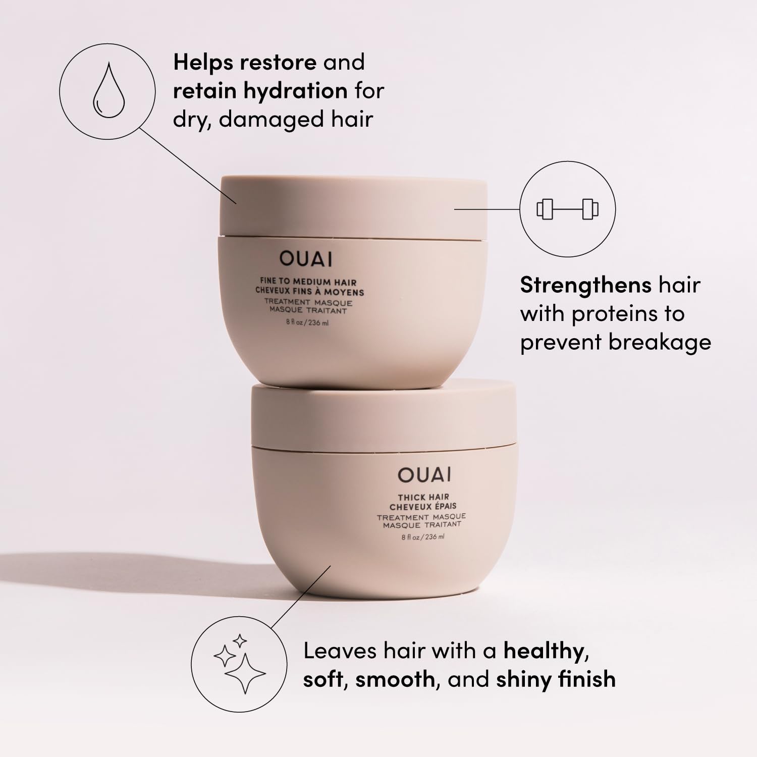 OUAI leave-in conditioner dispense: convenient spray for on-the-go hydration and manageability.
